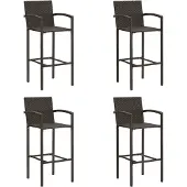 vidaXL Tabouret de bar 4 pcs rotin poly marron