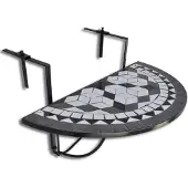 vidaXL Table de suspension pour balcon Mosaïque noire et blanche