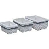 vidaXL Ensemble de paniers gigognes 3 pcs Blanc Saule