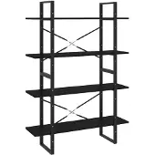 vidaXL Bibliothèque à 4 niveaux noir 100x30x140 cm bois d'ingénierie