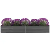 vidaXL Lit surélevé de jardin Acier galvanisé 320x80x45 cm Gris