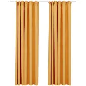vidaXL Rideaux occultants aspect lin et crochets 2 pcs Jaune 140x245cm