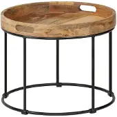 vidaXL Table basse en bois massif de manguier et acier 50x40 cm