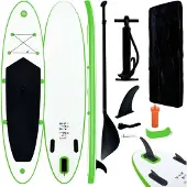 vidaXL Set de planche de stand up paddle gonflable vert et blanc