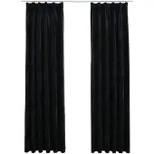 vidaXL Rideaux occultants avec crochets 2 pcs Velours Noir 140x245 cm