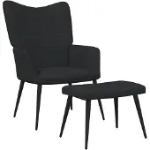 vidaXL Fauteuil relax avec pouf Noir Tissu