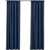 vidaXL Rideaux occultants aspect lin avec crochets 2pcs Bleu 140x245cm