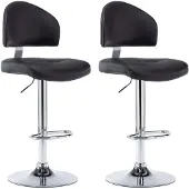 vidaXL Tabouret de bar 2 pcs. noir similicuir