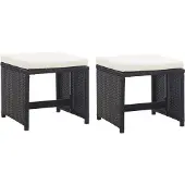 vidaXL Tabouret de jardin 2 pcs. avec coussin d'assise Poly rotin noir
