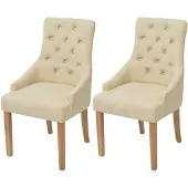 vidaXL Chaise de salle à manger 2 pcs. Tissu crème