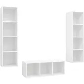 vidaXL 3 Piece TV Cabinet Set White Engineered Wood
