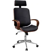 vidaXL Chaise de bureau Pivotante avec appui-tête Bois courbé Similicuir
