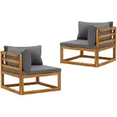 vidaXL Canapés d'angle modulaires 2 pièces avec coussins Gris foncé