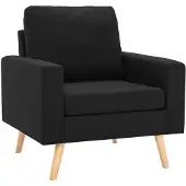 vidaXL Fauteuil Noir Tissu