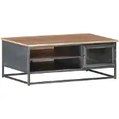 vidaXL Table basse Gris 90x50x35 cm Bois massif Acacia