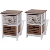 vidaXL Table de chevet 2 pcs Bois