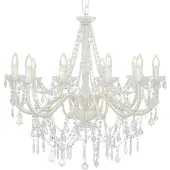 vidaXL Lustre avec perles Blanc 12 ampoules E14