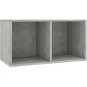 vidaXL Boîte de rangement de vinyles Gris béton 71x34x36 cm