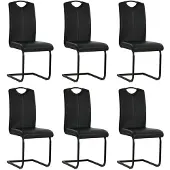 vidaXL Chaise cantilever 6 pcs. noir similicuir
