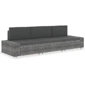 vidaXL Canapé modulable 3 places Poly rotin gris