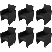 vidaXL Chaises de salle à manger 6 pcs. noir similicuir