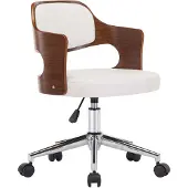 vidaXL Chaise de bureau pivotante Blanc Bois courbé et similicuir