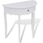 vidaXL Table console avec tiroir Demi-ronde Blanc