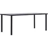 vidaXL Table de salle à manger noire et gris béton 200 x 100 x 75 cm MDF