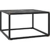 vidaXL Table d'appoint noire avec verre aspect marbre noir