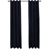 vidaXL Rideaux occultants avec anneaux 2 pcs Velours Noir 140x245 cm