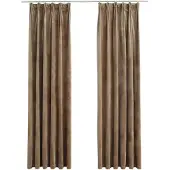 vidaXL Rideaux occultants avec crochets 2 pcs Velours Beige 140x245 cm