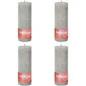 Bolsius Bougies pilier rustiques Shine 4 pcs 190x68 mm Gris sableux
