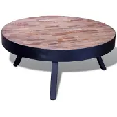 vidaXL Table basse ronde en vieux bois teck