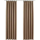 vidaXL Rideaux occultants avec crochets 2 pcs Taupe 140x225 cm