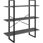 vidaXL Bibliothèque à 3 niveaux Gris 100x30x105 cm Bois de pin massif