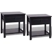 vidaXL Table de chevet 2 pcs Bois Noir