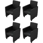 vidaXL Chaise de salle à manger 4 pcs. noir similicuir
