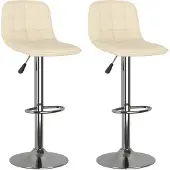 vidaXL Tabouret de bar 2 pcs. Tissu crème