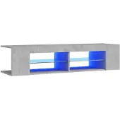 vidaXL Armoire TV avec lampes LED gris béton 135x39x30 cm