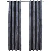 vidaXL Rideaux occultants et anneaux 2pcs Velours Anthracite 140x175cm