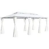 vidaXL Pavillon avec rideaux 600x298x270 cm Blanc 180g/m