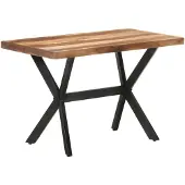 vidaXL Table de salle à manger 120x60x75 cm en bois massif couleur miel