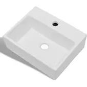 vidaXL Vasque en céramique avec trou pour robinet Blanc Carré