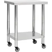 vidaXL Table de travail de cuisine avec roulettes 80x30x85 cm inox
