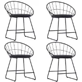 vidaXL Chaises de salle à manger avec sièges en similicuir 4 pcs. noir acier