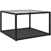 vidaXL Table basse transparente et noire 60x60x35 cm verre trempé