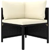 vidaXL Canapé d'angle modulaire avec coussins noir Poly rotin