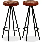 vidaXL Tabouret de bar 2 pcs. Cuir véritable
