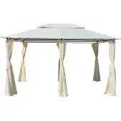 vidaXL Pavillon de jardin avec rideaux 4x3 m blanc