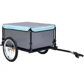 vidaXL Remorque pour vélo noir et bleu 65 kg